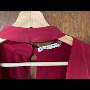 Alice and Olivia red silk top